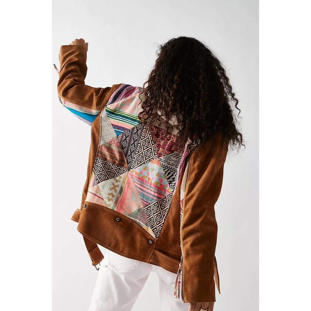 Free People Multicolor Patchwork Leather Jacket - image 3